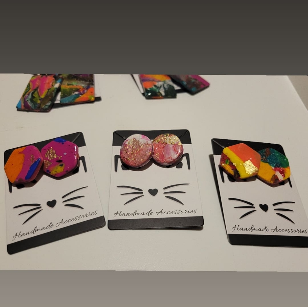 3 pairs of handmade polymer clay earrings